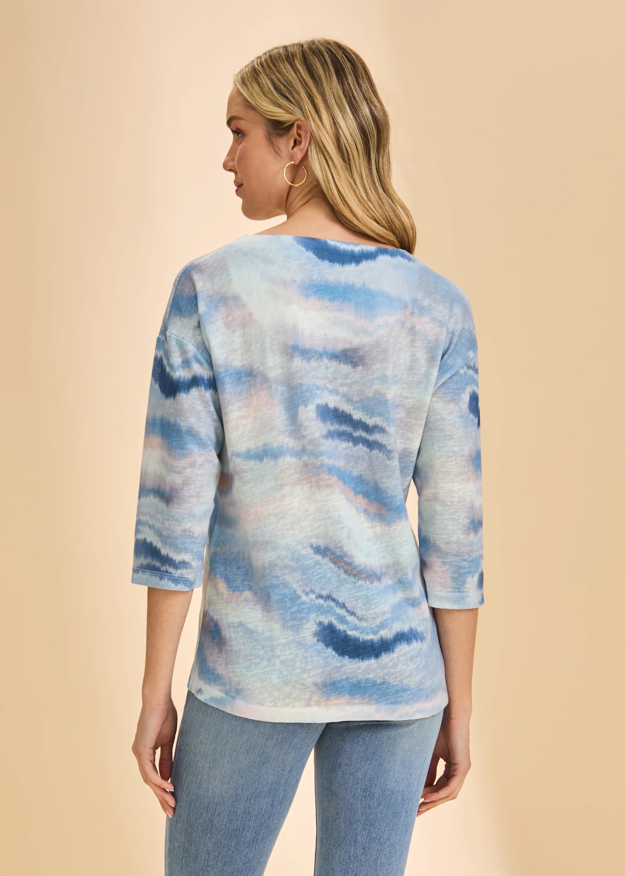 Drop Shoulder Notch Neck Top (3421451)