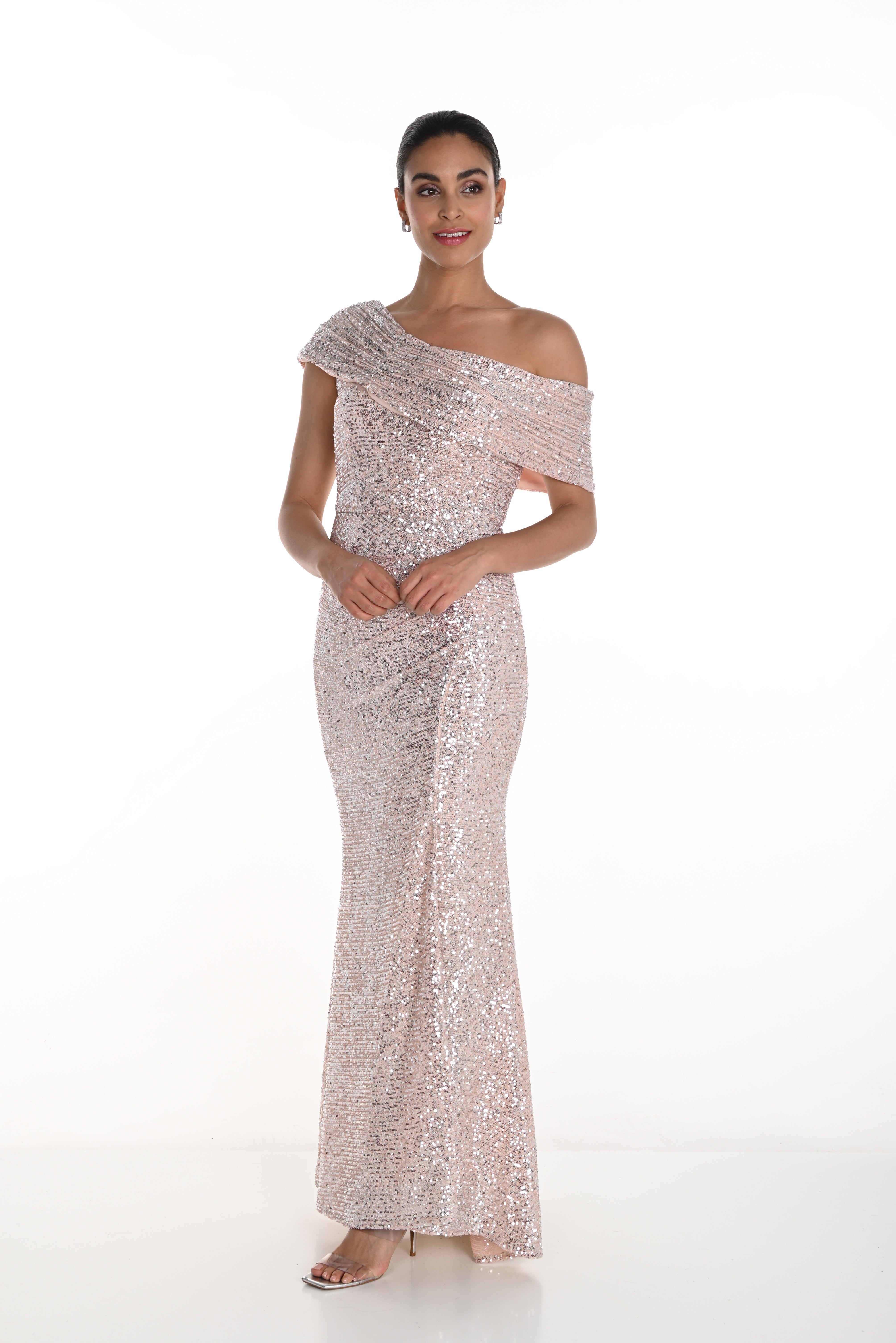 One Shoulder Sequinned Gown (FL0144)