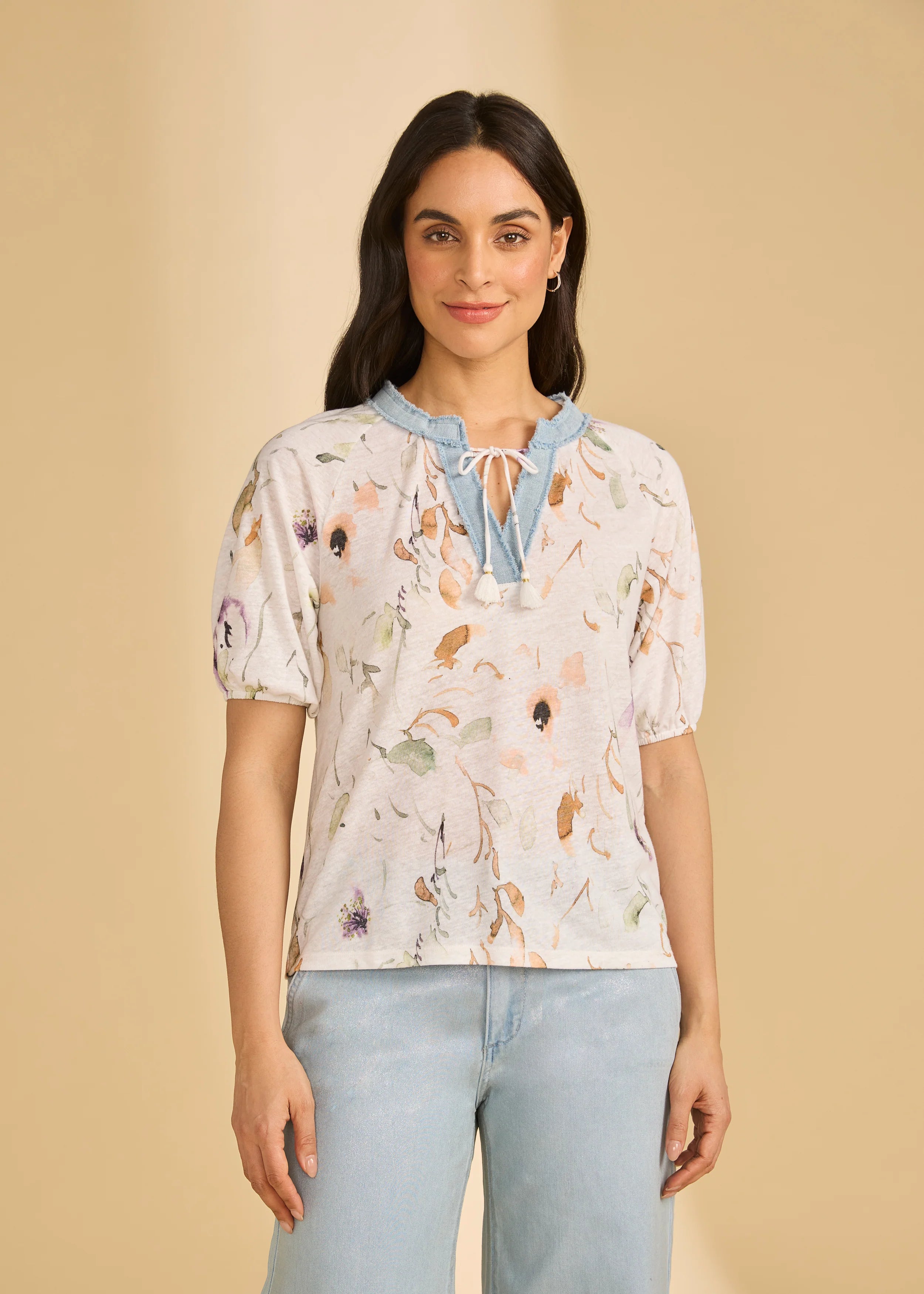 3/4 Sleeve Embellished Top (3877788)