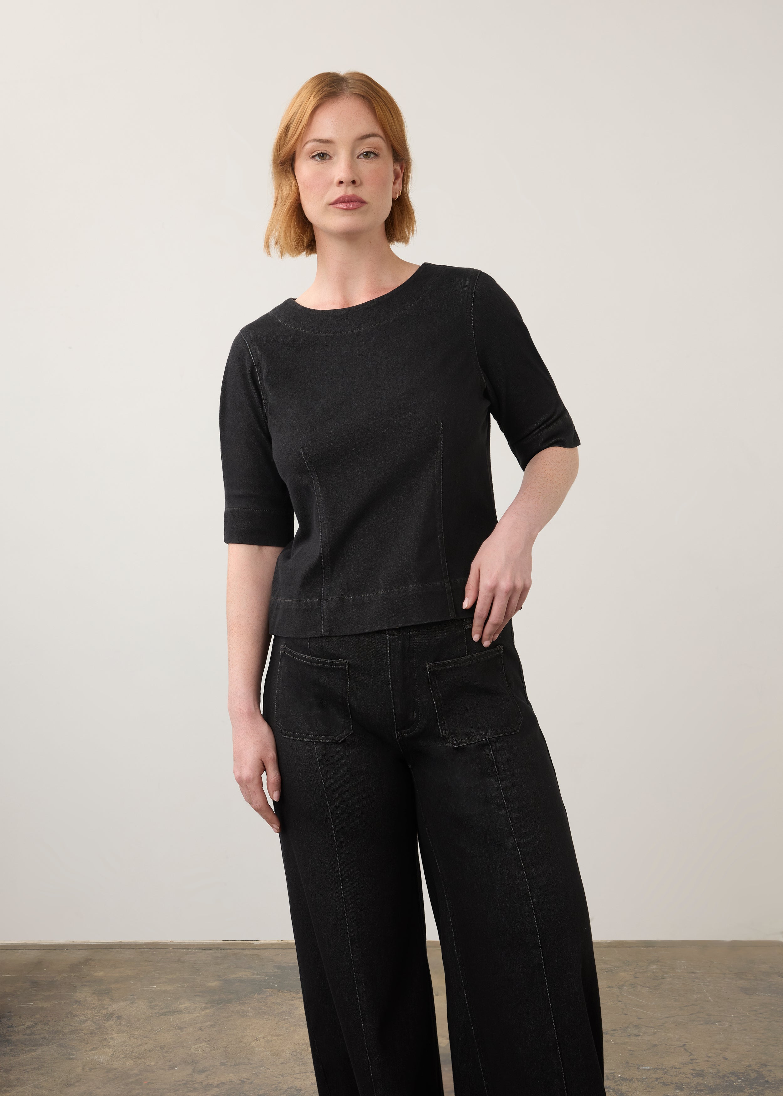 Fitted Elbow Sleeve Top (7021131)