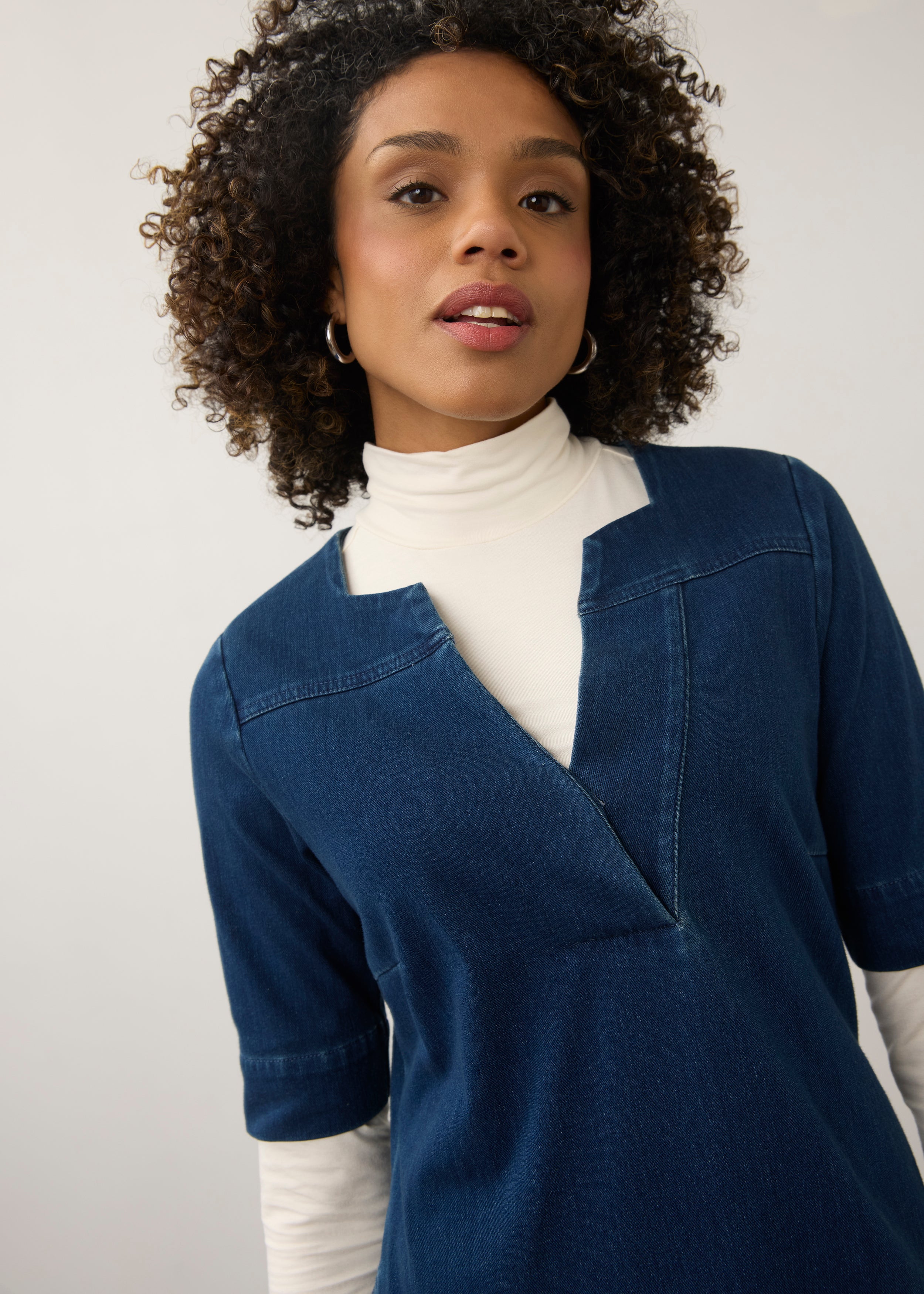 Elbow Sleeve Shift Dress (7024131)