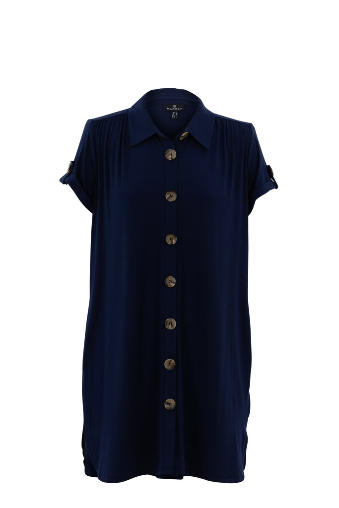 Oversized Button Down Shirt Dress (7033)