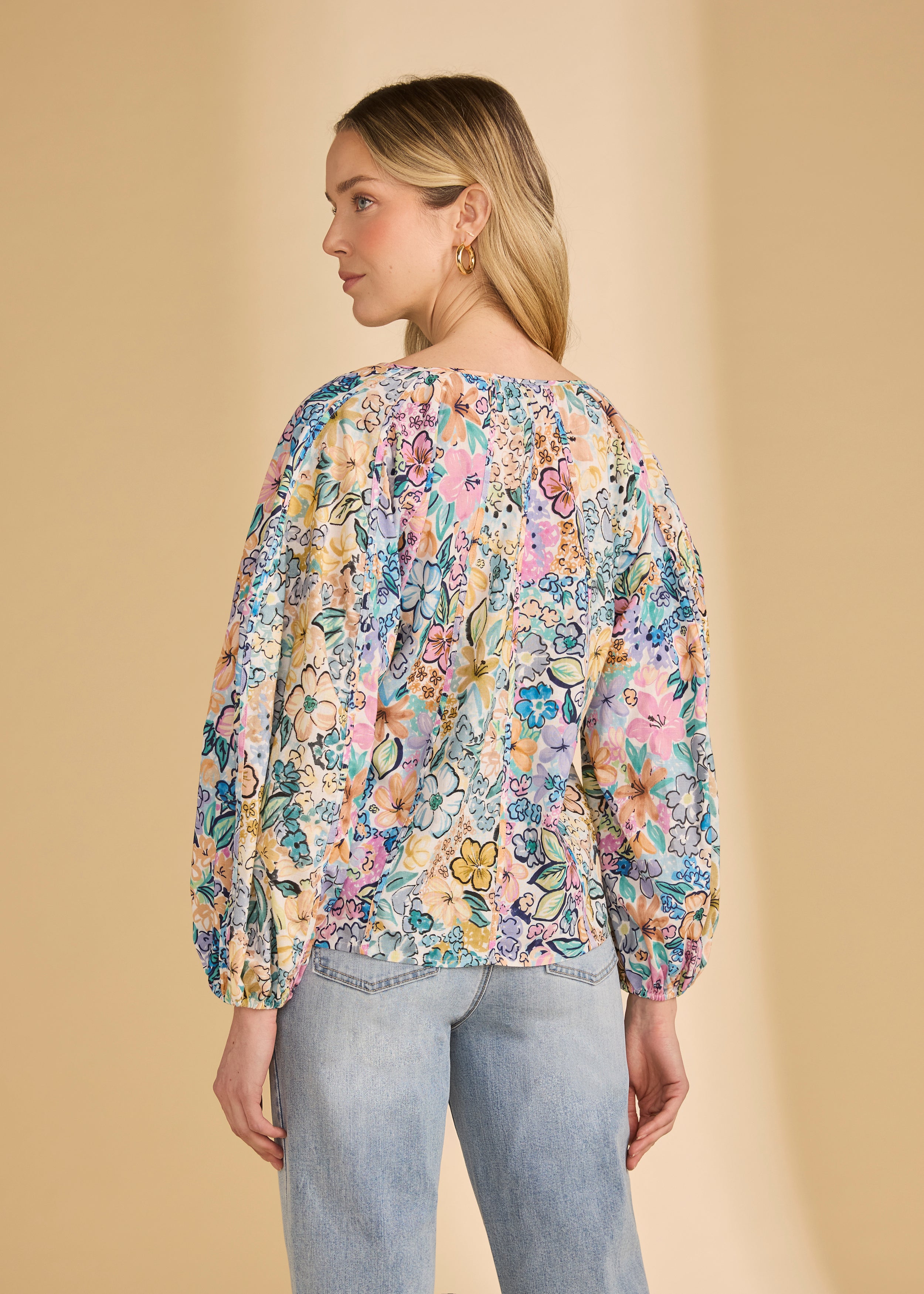 Mix Print Popover Blouse (7220152)