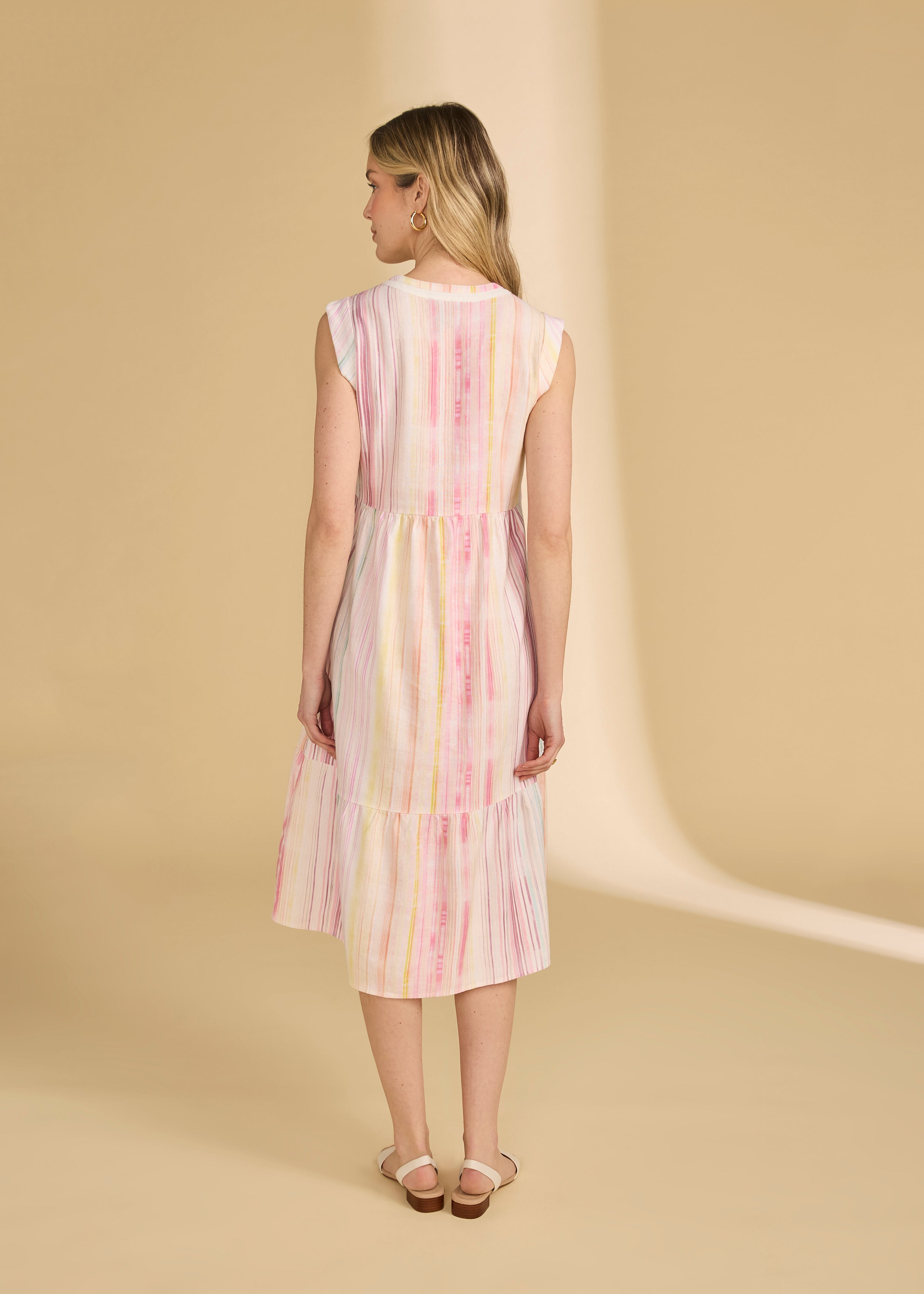 Cap Sleeve Tiered Midi Dress (7632864)