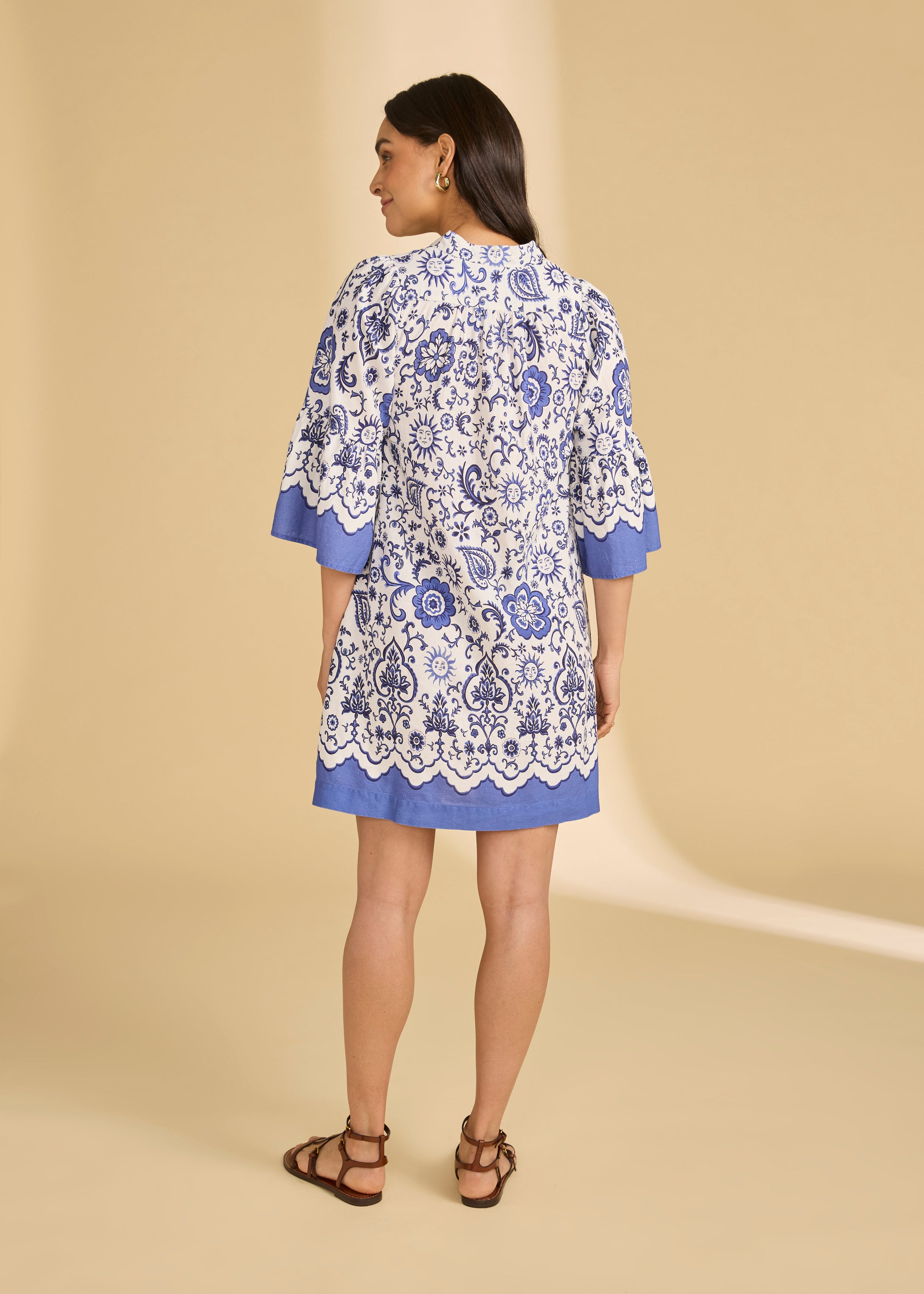 Bell Sleeve V Neck Dress (7787864)
