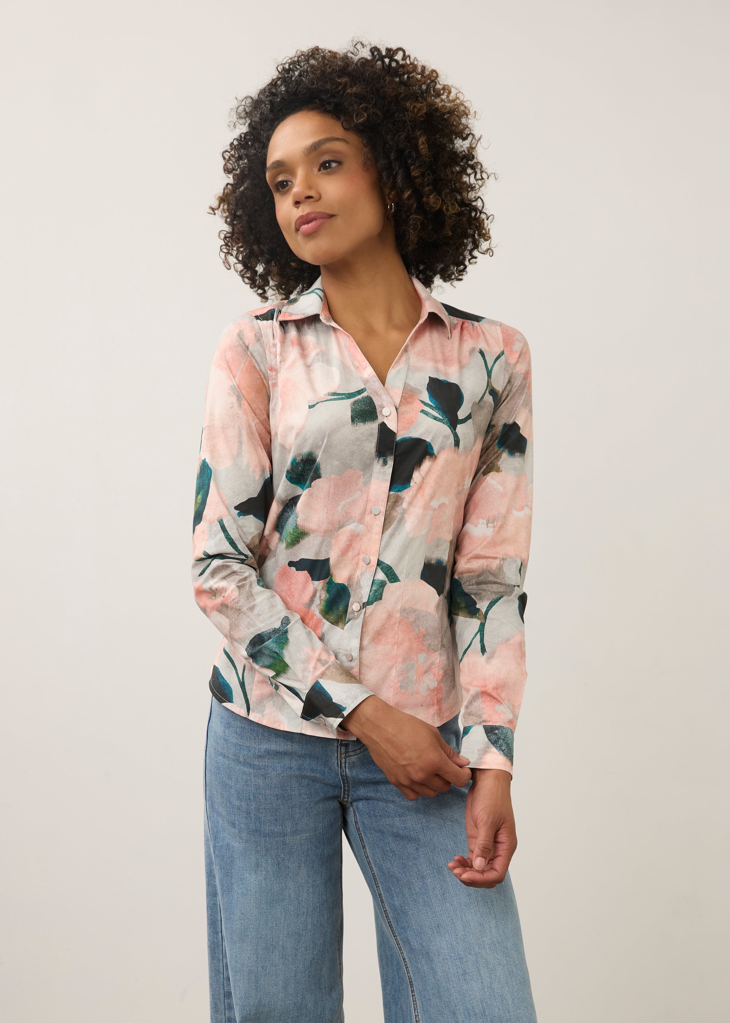 Long Sleeve Split Neck Shirt (7902623)