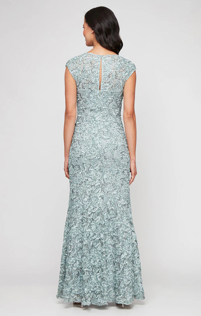 Long Soutache Sweetheart Neckline Dress with Cap Sleeves (AE0032)