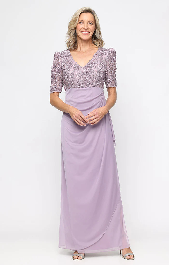 Soutache Bodice with Puff Sleeve Gown (AE0052)