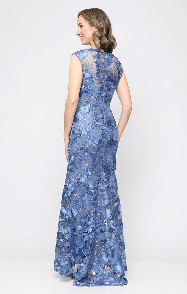 Sleeveless Soutache Lace Gown with V-Neckline (AE0093)