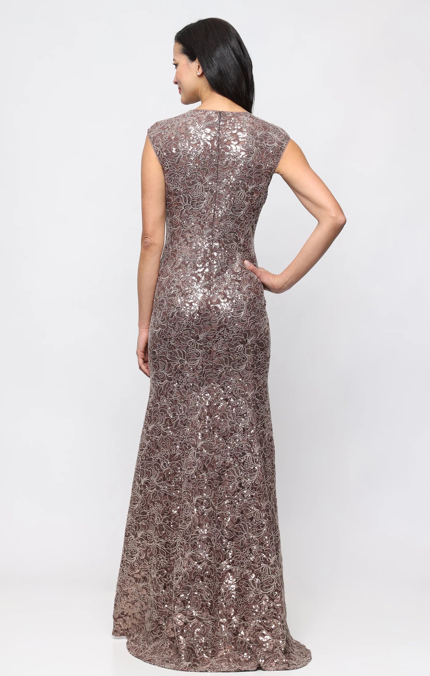 Long Corded Lace V-Neck Dress (AE0109)