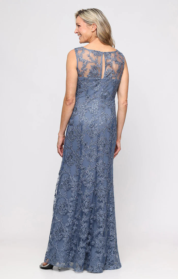 Embroidered Tulle Gown with Illusion Sweetheart Neckline & Shawl (AE0069)