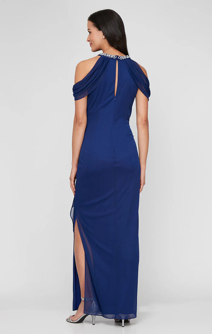 Mesh Beaded Halter Neck Dress (AE0036)