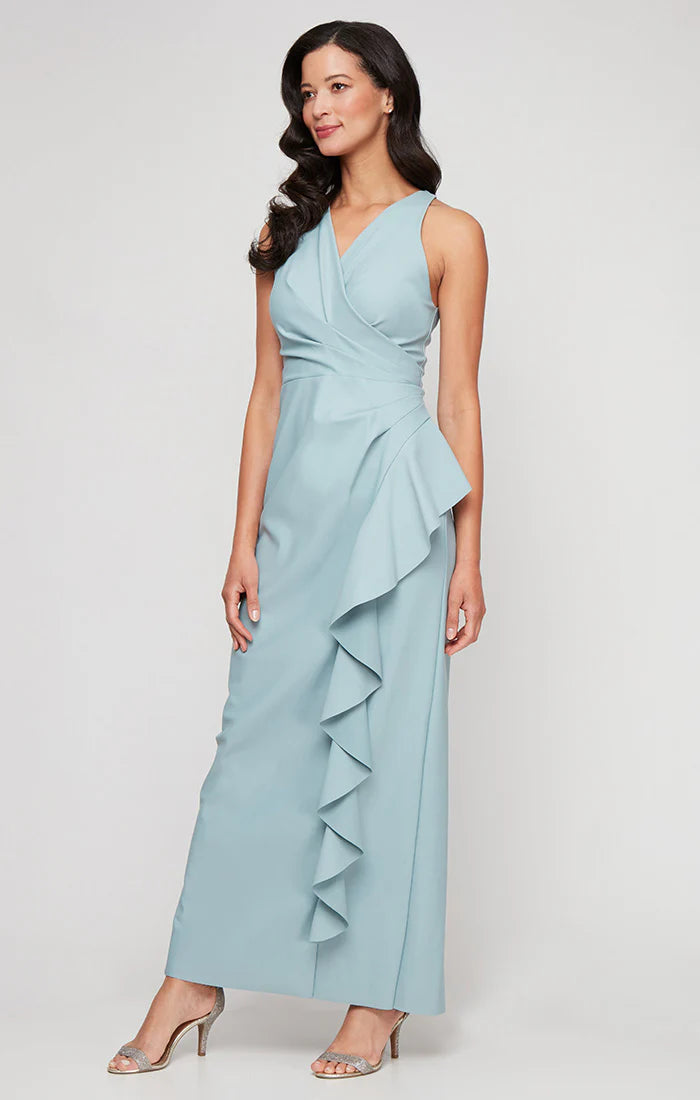 Contour Collection Dress with Surplice Cutaway Halter Neckline (AE0080)