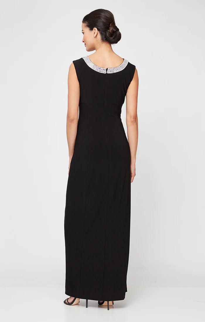 Long Sleeveless Dress with Embellishment Detail (AE0039)