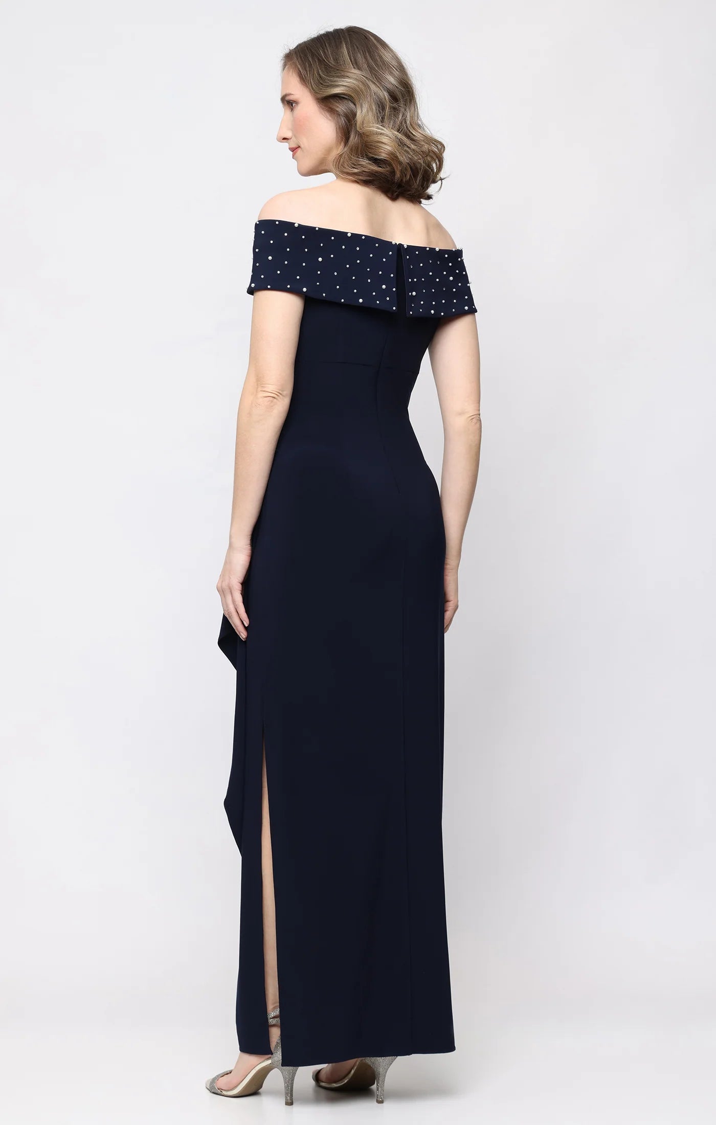 Long Matte Jersey Off the Shoulder Dress (AE0120)