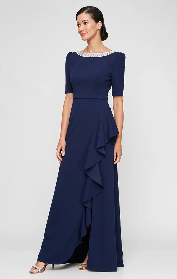 Ashley Stretch Crepe Elbow Sleeve Dress (AE0113)