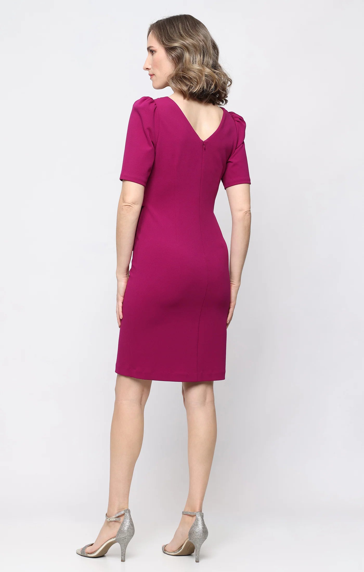 Cocktail Dress with Embellished Neckline and Puff Shoulder (AE0117)