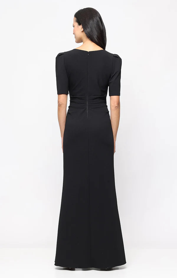 Embellished Neckline Stretch Crepe Gown (AE0107)
