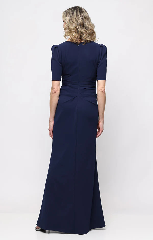 Embellished Neckline Stretch Crepe Gown (AE0107)