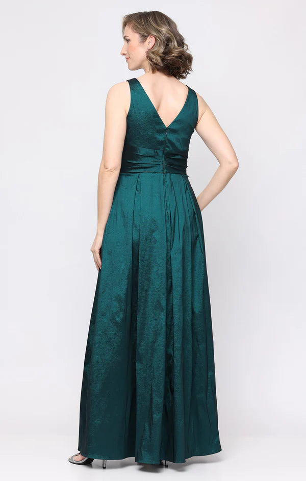 Stretch Taffeta Sleeveless Gown with V-Neckline (AE0122)