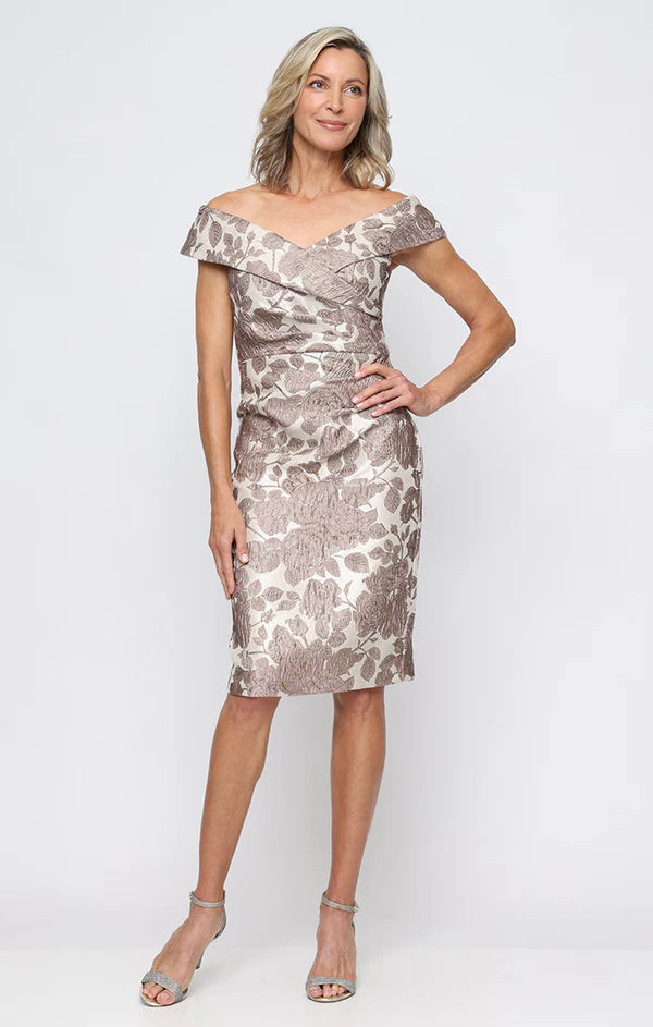 Short Portrait Collar Printed Jacquard Dress (AE0096)