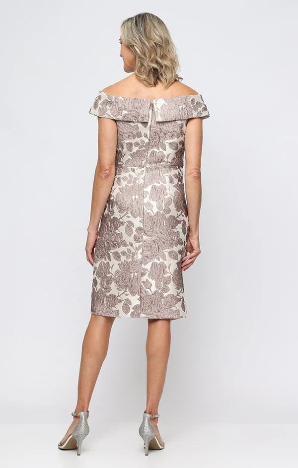 Short Portrait Collar Printed Jacquard Dress (AE0096)