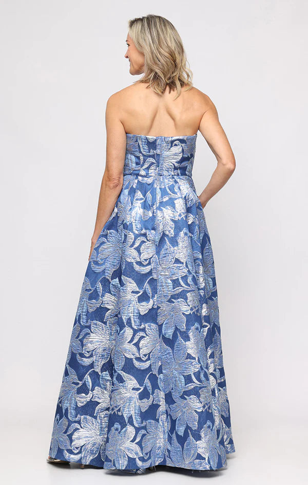 Strapless Printed Jacquard Gown (AE0091)