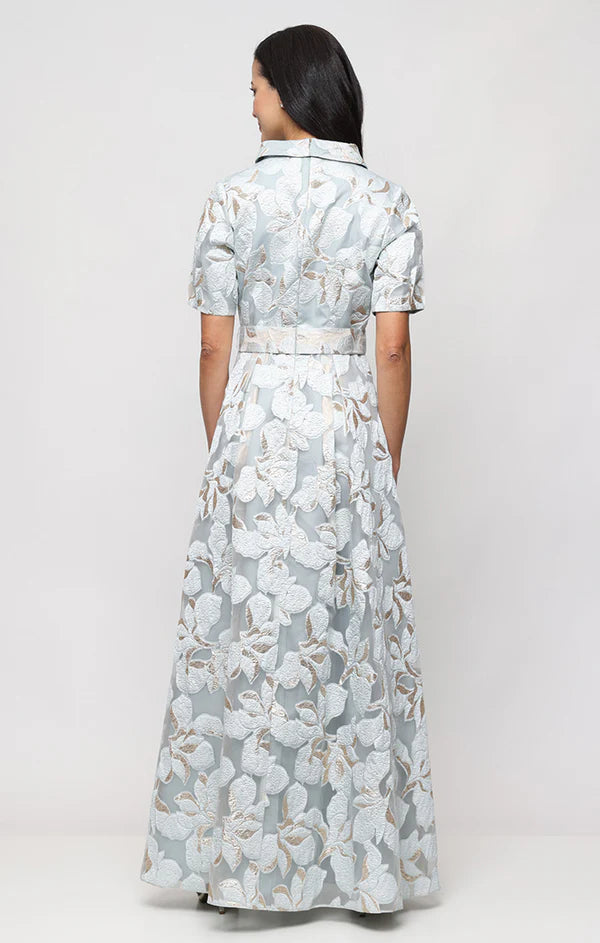 Long Jacquard Gown with Collar (AE0103)
