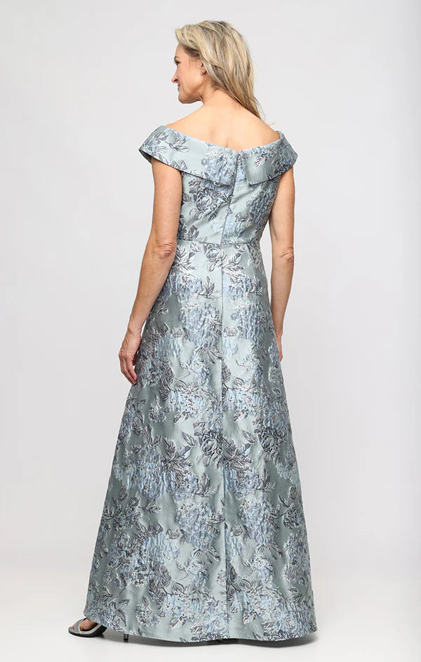 Long Jacquard Off the Shoulder Gown (AE0104)