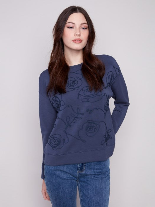 Scuba Knit Top with Soutache Detail (C1406E)