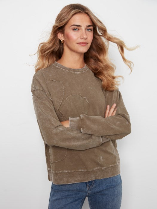 Long Sleeve Top with Flower Appliqué (C1417R377C)