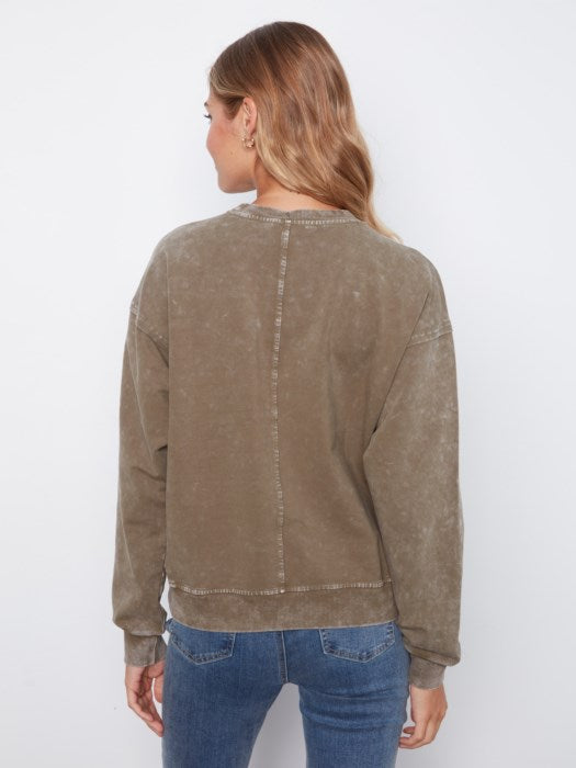 Long Sleeve Top with Flower Appliqué (C1417R377C)
