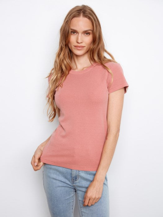 Tencel Rib Crew Neck T-Shirt (C1443)