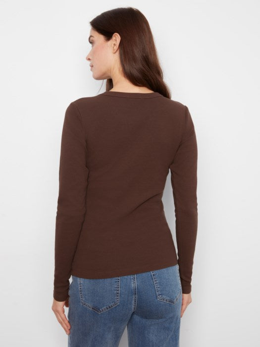 Tencel Rib Long Sleeve Crew Neck Top (C1448)