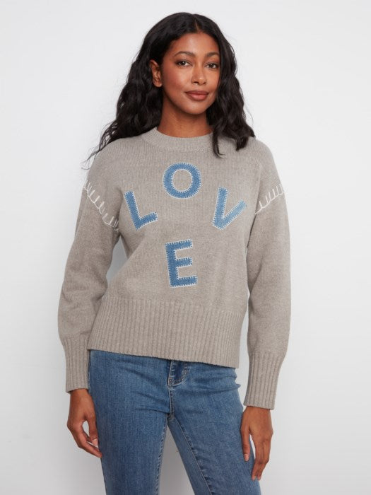 Love Denim Patch Sweater (C2026683C)