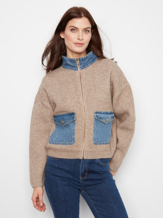 Denim Detail Sweater Jacket (C2045716C)