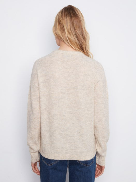Drop Shoulder Floral Crew Neck Sweater (C2060365C)