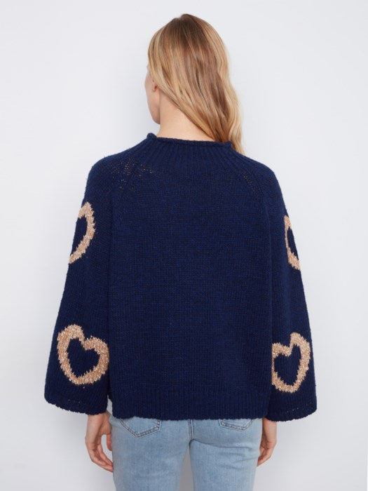 Heart Mock Neck Knit Sweater (C2071365C)