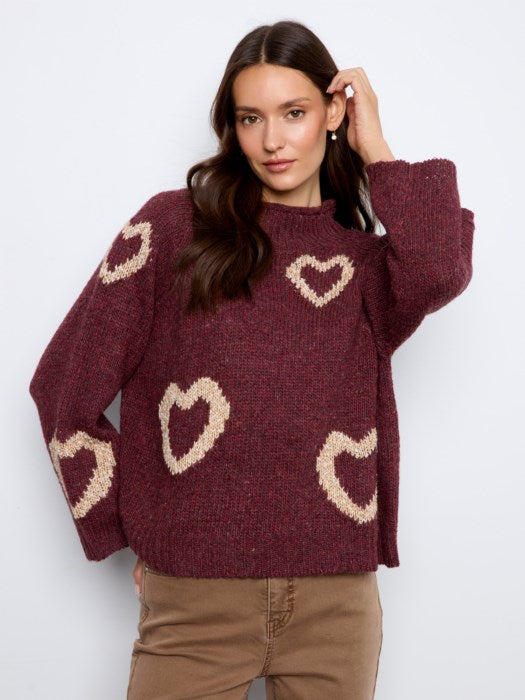 Heart Mock Neck Knit Sweater (C2071365C)