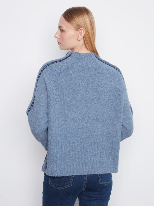 Contrast Stitch Mock Neck Sweater (C2122690C)