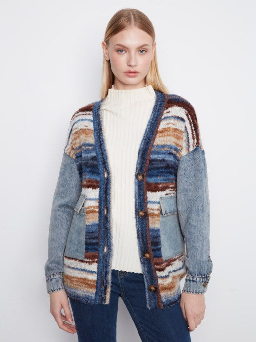Denim Combo Space Dye Cardigan (C2161805C)