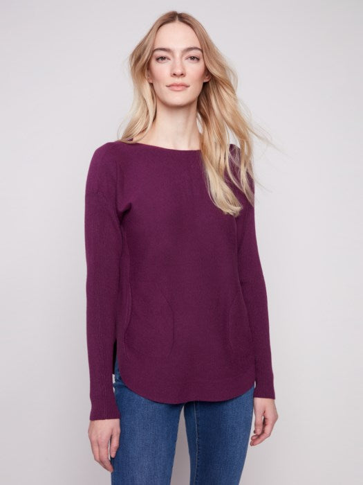 Knit Sweater With Back Lace-Up Detail (C2170Z)