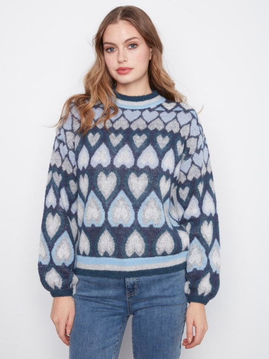 Heart Jacquard Mock Neck Sweater (C2175820C)