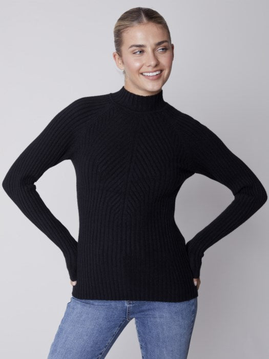 Mock Neck Rib Sweater (C2553)
