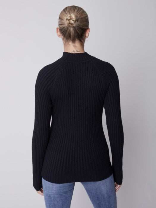Mock Neck Rib Sweater (C2553)
