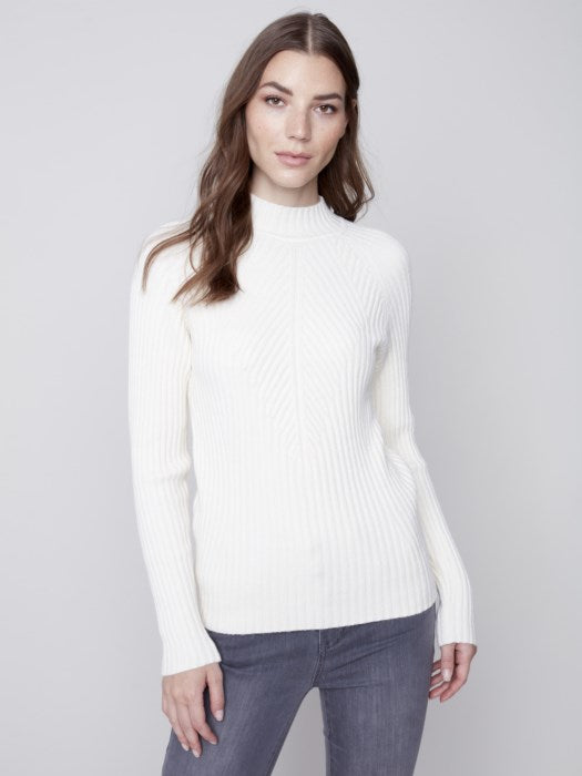 Mock Neck Rib Sweater (C2553)