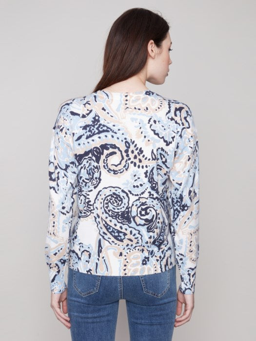 Printed Sweater With Side Buttons (C2668PR)