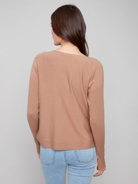 Boat Neck Sweater With Side Buttons (C2871)