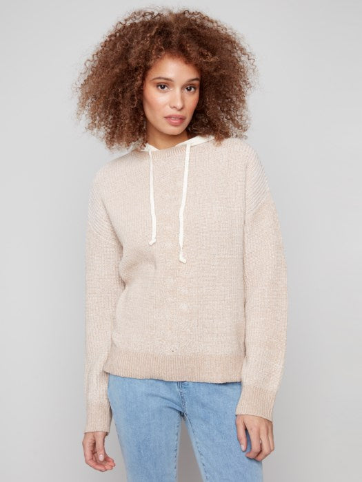 Hoodie Sweater With Front Cable Detail (C2908)
