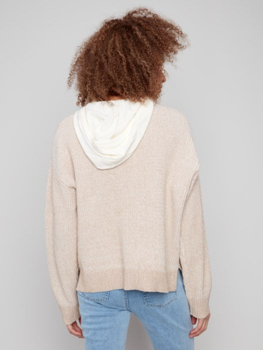 Hoodie Sweater With Front Cable Detail (C2908)